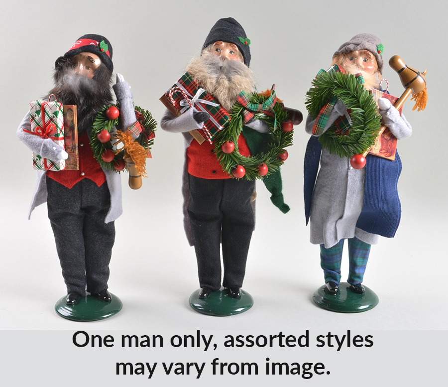 Traditional Assorted Carolers Bearded Jolly Shopper Man-Grey - No Box Nb1548 by Byers' Choice Ltd-1