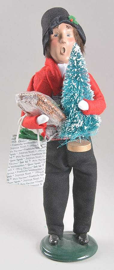 Traditional Assorted Carolers Man With Tree And Plum Pudding - Nb994, No Box by Byers' Choice Ltd-1