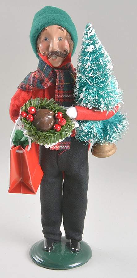 Traditional Assorted Carolers Mustache Man With Tree And Plum Pudding - Nb989, No Box by Byers' Choice Ltd-1