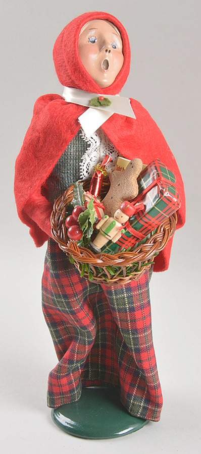 Traditional Assorted Carolers Shopper Woman With Basket-Red Cape - Nb957, No Box by Byers' Choice Ltd-1