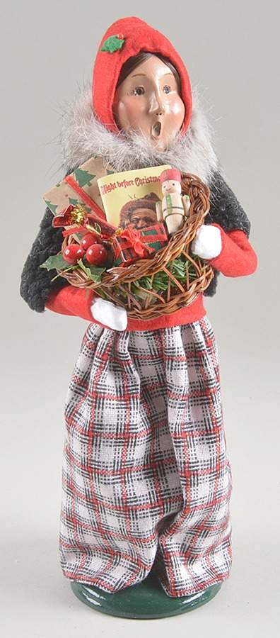 Traditional Assorted Carolers Shopper Woman With Basket-Fur Collar - Nb956, No Box by Byers' Choice Ltd-1