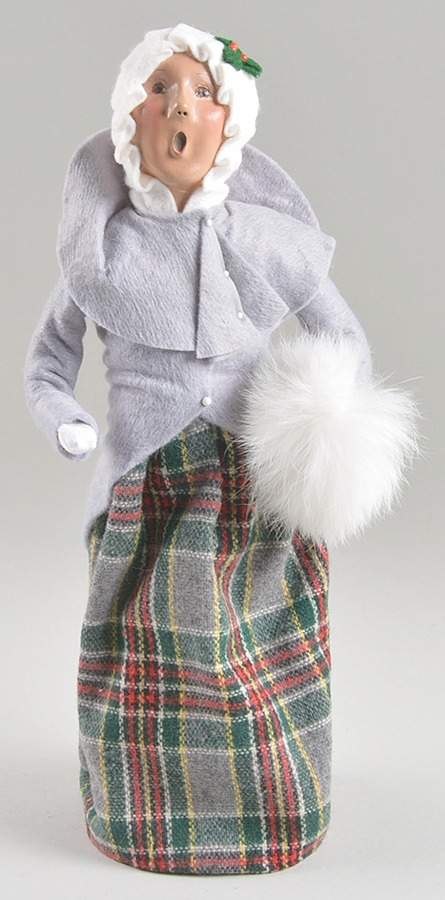 Traditional Assorted Carolers Woman With Muff-Grey Coat - Nb950, No Box by Byers' Choice Ltd-1