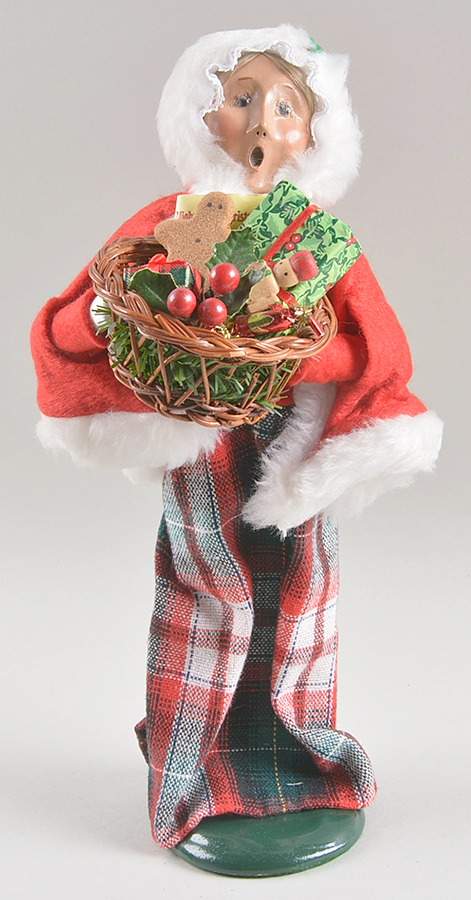 Traditional Assorted Carolers Shopper Woman With Basket-Red Cape - Nb947, No Box by Byers' Choice Ltd-1
