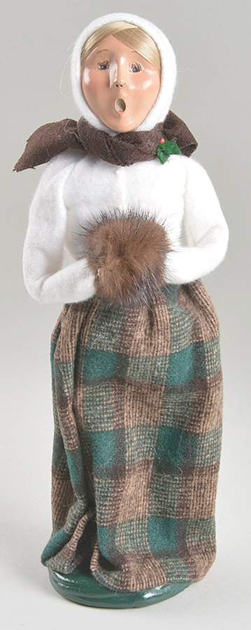 Traditional Assorted Carolers Woman With Muff-Brown Plaid Skirt - Nb927, No Box by Byers' Choice Ltd-1