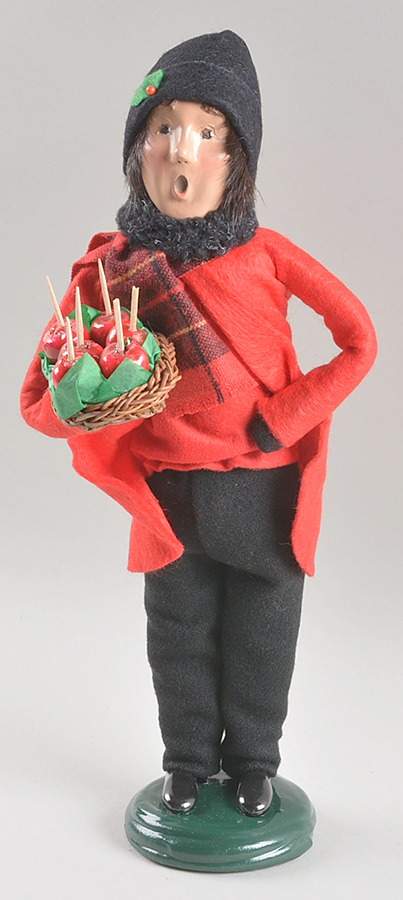 Traditional Assorted Carolers Man With Candy Apple Wicker Tray - Nb908, No Box by Byers' Choice Ltd-1
