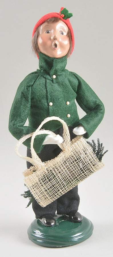 Traditional Assorted Carolers Boy With Greenry-Green Coat - Nb841, No Box by Byers' Choice Ltd-1