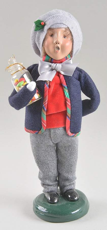 Traditional Assorted Carolers Boy With Candy Jar-Blue Coat - Nb831, No Box by Byers' Choice Ltd-1