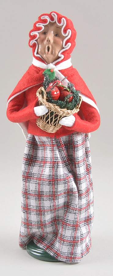 Traditional Assorted Carolers Woman With Apple Basket-Red Cape - Nb1053, No Box by Byers' Choice Ltd-1