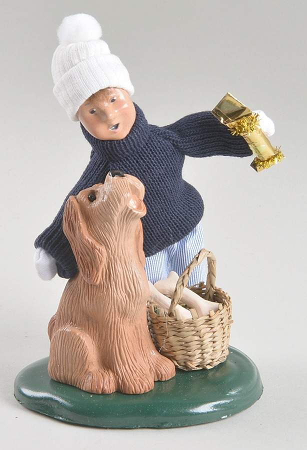 Traditional Assorted Carolers Boy With Dog And Basket - Nb939, No Box by Byers' Choice Ltd-1