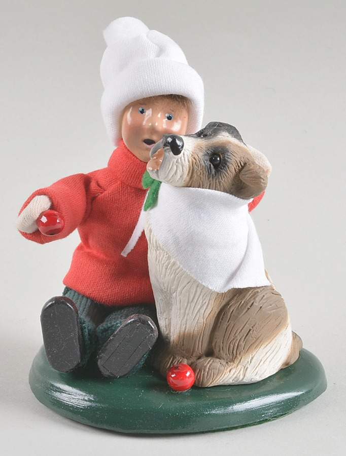 Traditional Assorted Carolers Boy Sitting With Dog With Apples - Nb937, No Box by Byers' Choice Ltd-1