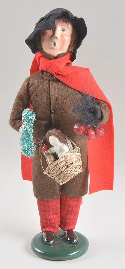 Traditional Assorted Carolers Shopper Man With Wreath-Apples-Toys - No Box by Byers' Choice Ltd-1