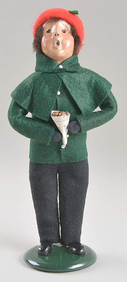 Traditional Assorted Carolers Boy With Chestnuts-Green Coat - No Box by Byers' Choice Ltd-1