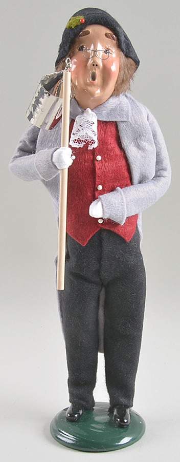 Traditional Assorted Carolers Man With Metal Lantern On Pole-Grey Coat - No Box by Byers' Choice Ltd-1