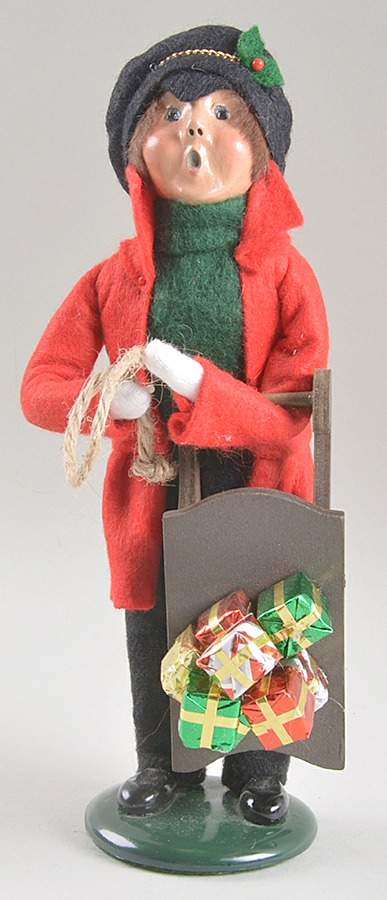 Traditional Assorted Carolers Boy With Sled Of Gifts - No Box by Byers' Choice Ltd-1