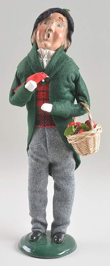 Traditional Assorted Carolers Man With Bird And Apple Basket - No Box by Byers' Choice Ltd-1