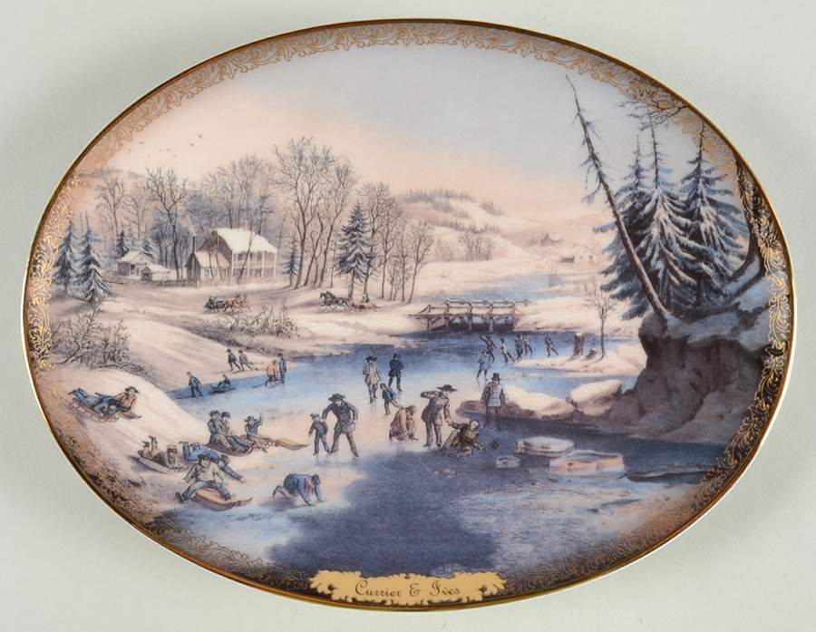 Currier & Ives Christmas Plates American Winter Scenes: Morning - No Box by Bradford Exchange-1