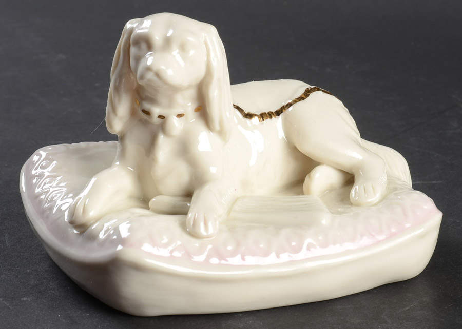 Belleek Figurines Cocker Spaniel Dog-Gold Accents - Boxed by Belleek Pottery (Ireland)-1
