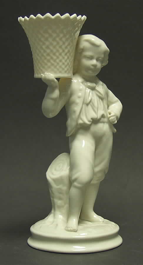 Belleek Figurines Boy Basket Carrier - No Box by Belleek Pottery (Ireland)-1