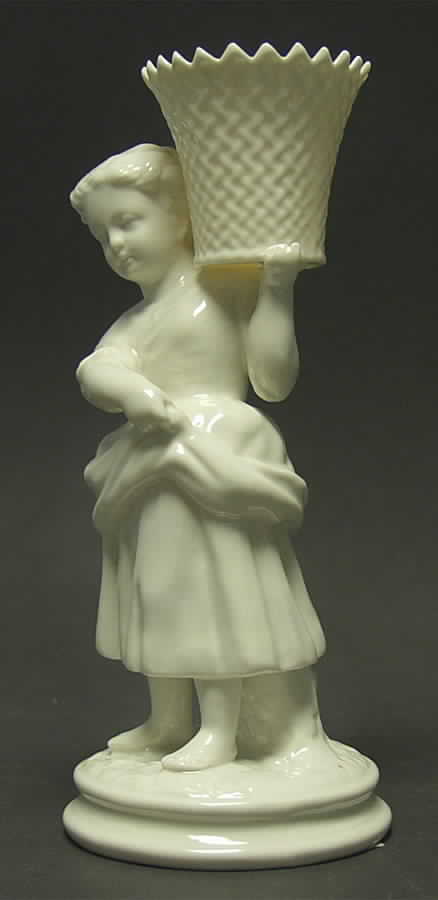 Belleek Figurines Girl Basket Carrier - No Box by Belleek Pottery (Ireland)-1