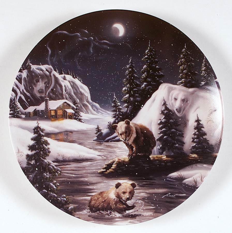 A Hidden World Two Cubs Play As Spirits Show The Way - No Box by Bradford Exchange-1