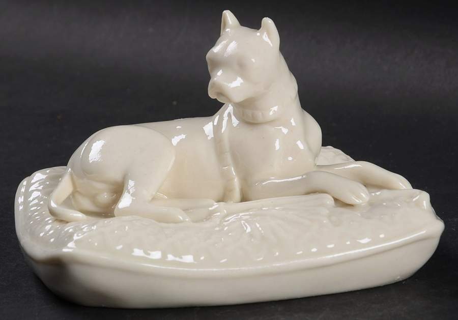 Belleek Figurines Terrier Dog On Cushion - No Box by Belleek Pottery (Ireland)-1