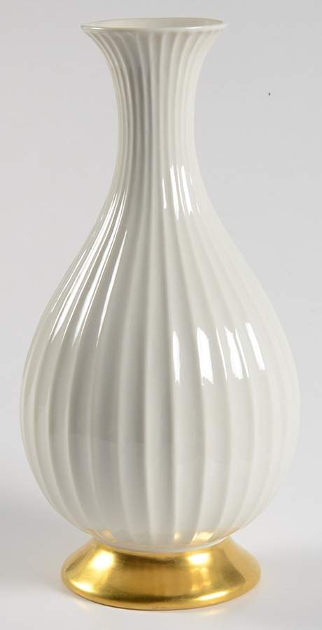 Boehm Giftware Vase-Ribbed With Gold Foot - Boxed by Boehm-1