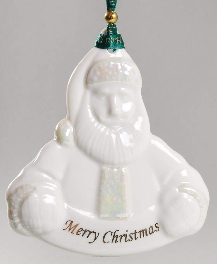 Belleek Christmas Ornament Santa Merry Christmas  - Boxed by Belleek Pottery (Ireland)-1