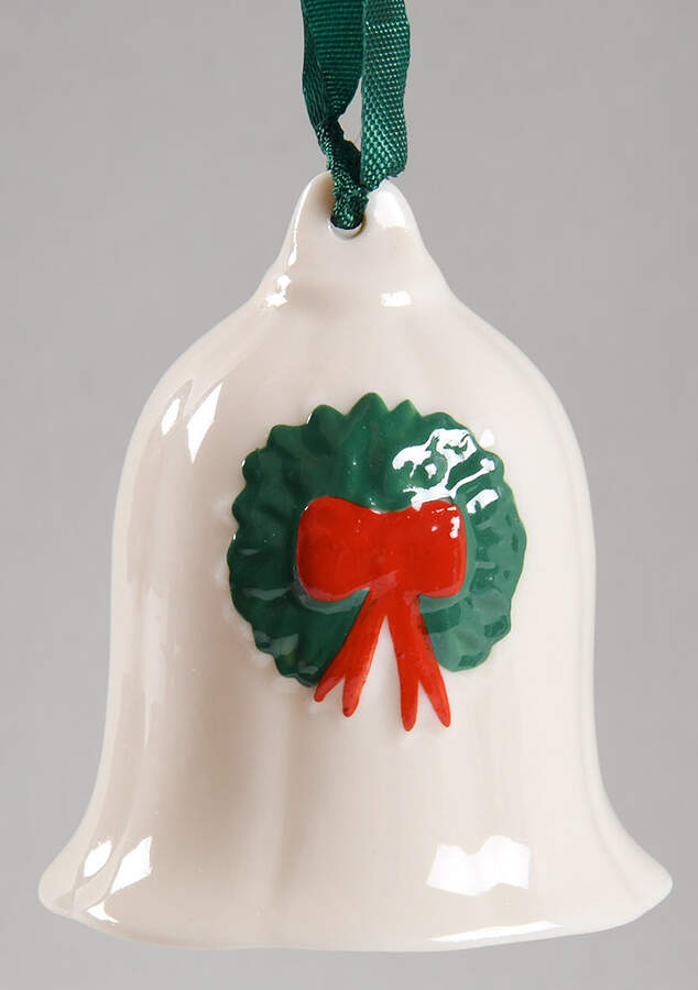 Belleek Christmas Ornament Bell With Wreath-No Date - No Box 60 by Belleek Pottery (Ireland)-1