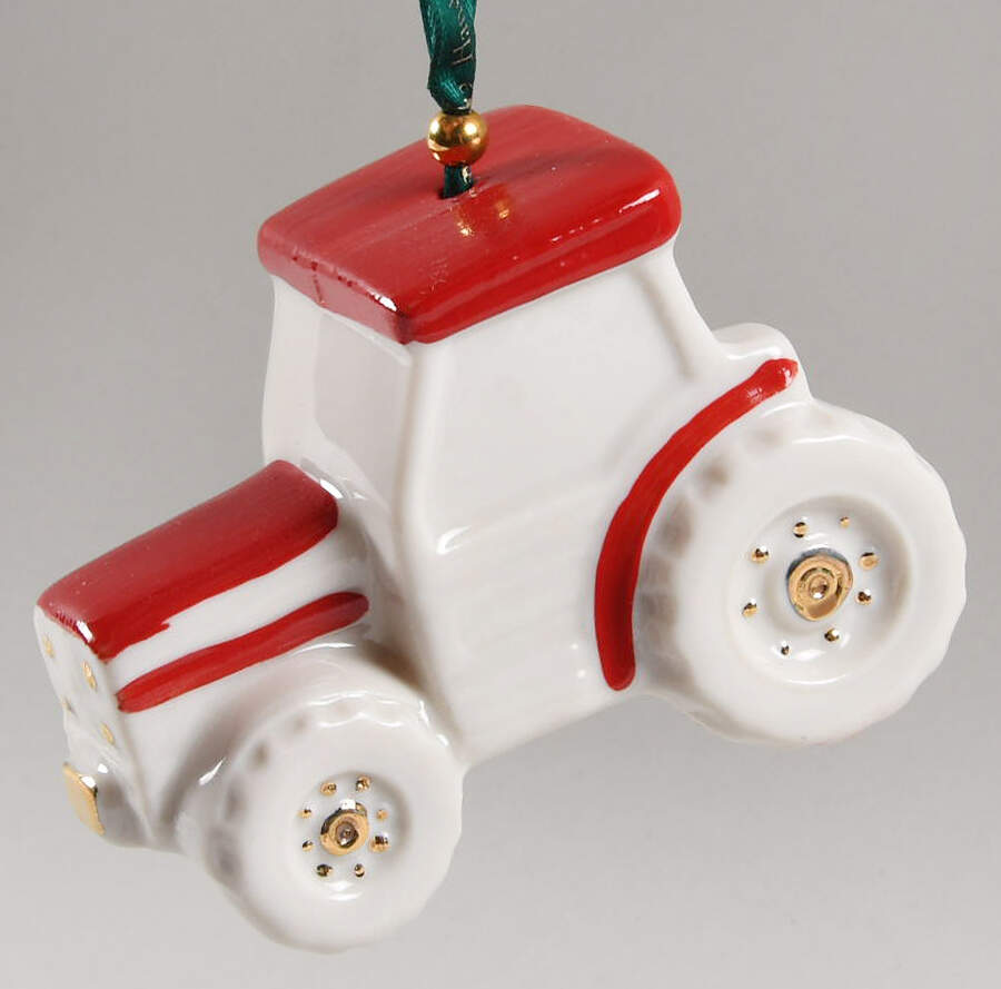 Belleek Christmas Ornament Tractor-Red - Boxed by Belleek Pottery (Ireland)-1