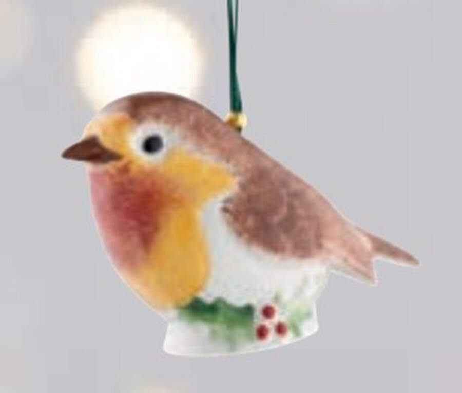 Belleek Christmas Ornament Robin With Holly - Boxed by Belleek Pottery (Ireland)-1