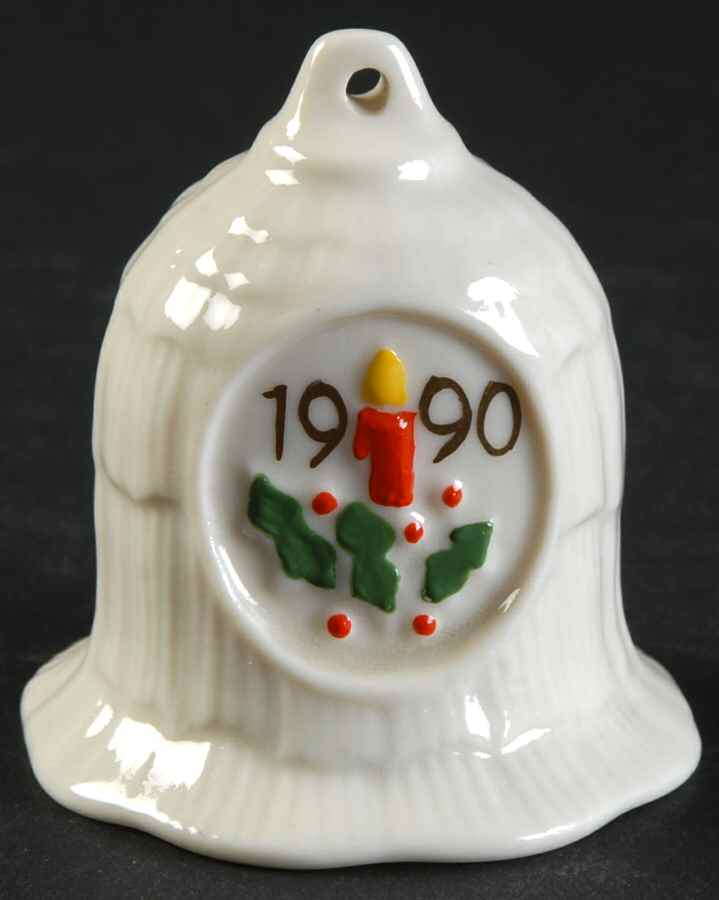Belleek Christmas Ornament Christmas Bell W/ Candle - Boxed by Belleek Pottery (Ireland)-1