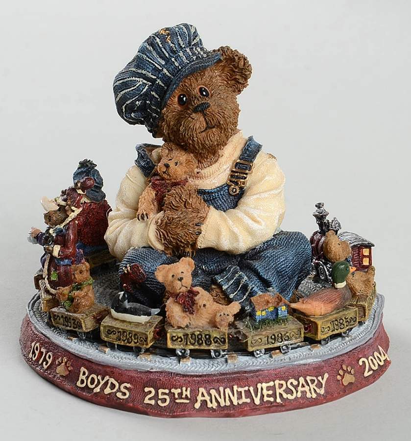 The Bearstone Collection Choo-Choo McBear-25th Anniversary - 409 With Box by Boyds Bears-1