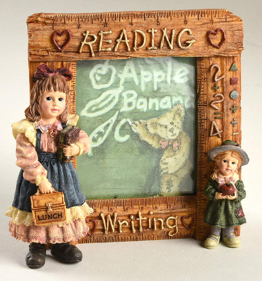 Dollstone Collection Laura & Jane-1st Day Of School-Frame - Boxed by Boyds Bears-1