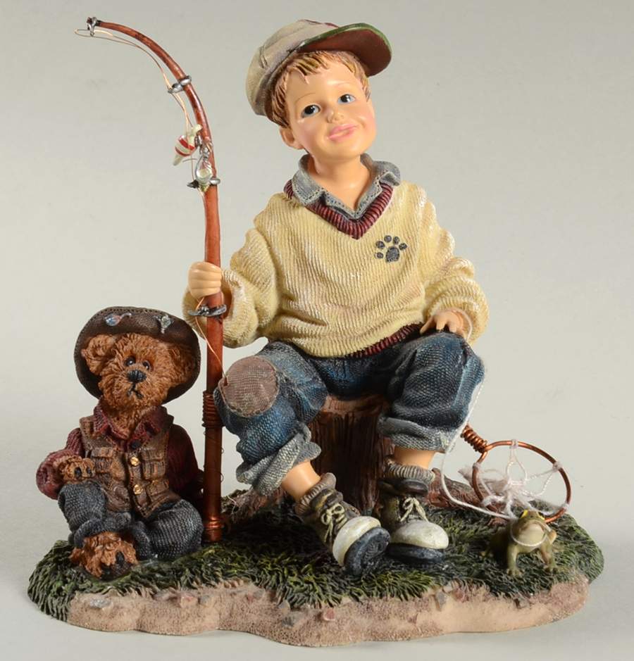 Dollstone Collection Michael And Thayer-Waitin' For Grandpa - Boxed by Boyds Bears-1