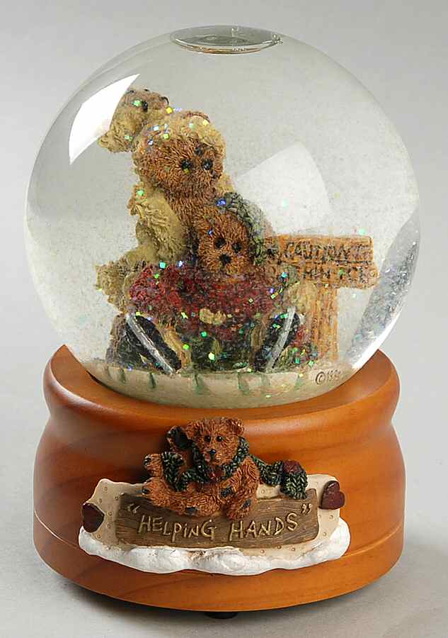 Musical Waterglobes Simone & Bailey-A Helping Hand - Boxed by Boyds Bears-1