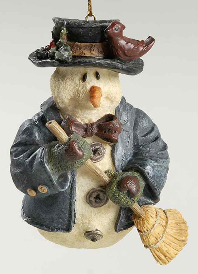 Bearstone Ornament Willie With Broom-Snow Doodles - Boxed by Boyds Bears-1