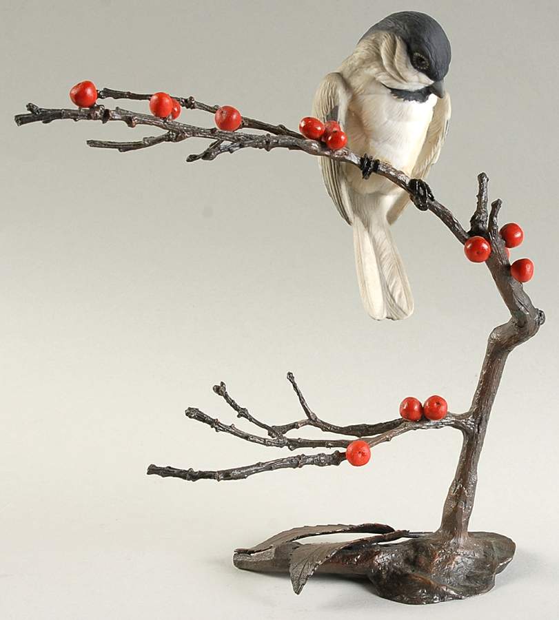 Songbirds of The Four Seasons Chickadee With Winterberry - No Box by Boehm-1