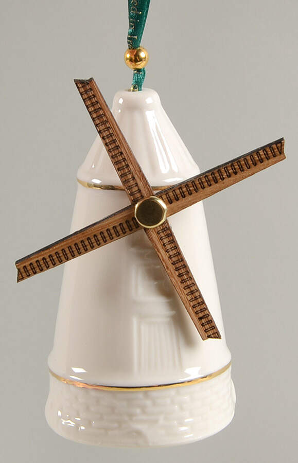 Annual Christmas Bell Ornament Ballycopeland Windmill - No Box by Belleek Pottery (Ireland)-1