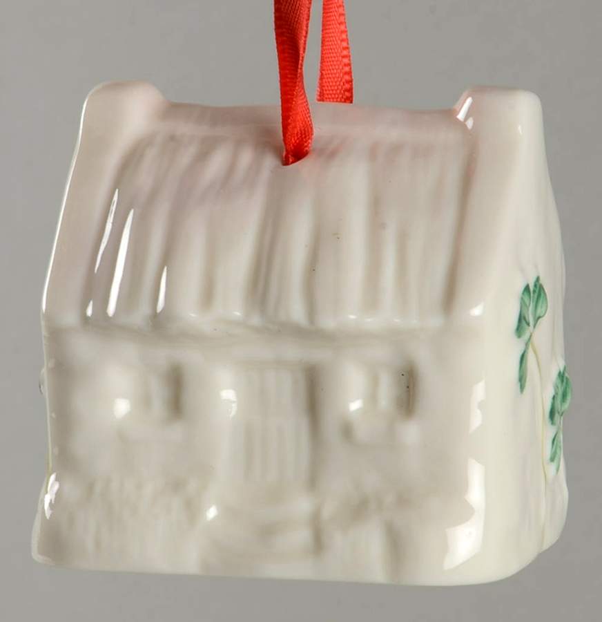 Annual Christmas Bell Ornament Thatched Roof Cottage - Boxed by Belleek Pottery (Ireland)-1