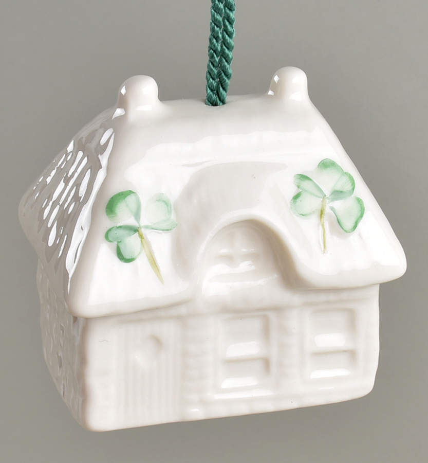Belleek Christmas Bell Thatched Cottage Bell - No Box by Belleek Pottery (Ireland)-1