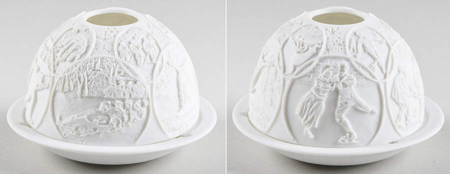 Bernardaud Lithophane Candle Votive Winter Sports - Boxed by Bernardaud-1