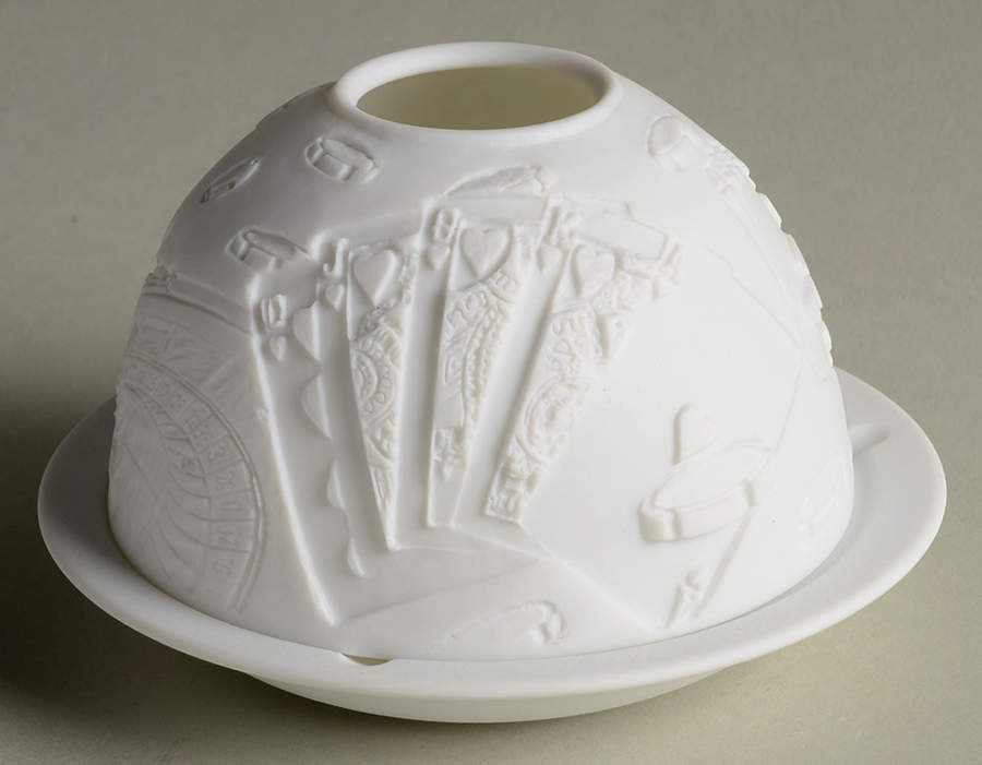 Bernardaud Lithophane Candle Votive Games Of Chance - Boxed by Bernardaud-1