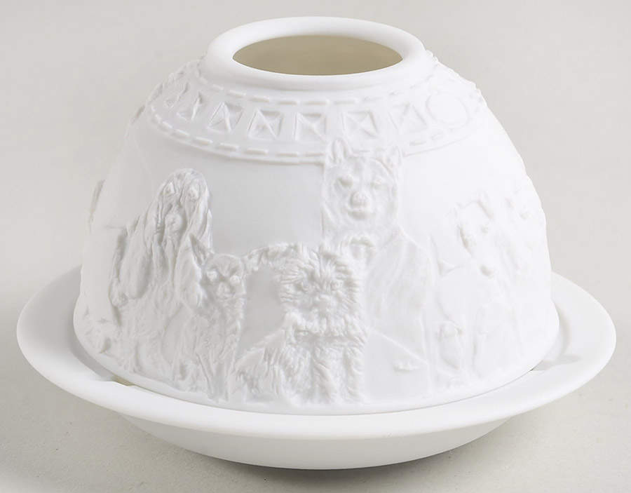 Bernardaud Lithophane Candle Votive Dogs - Boxed by Bernardaud-1