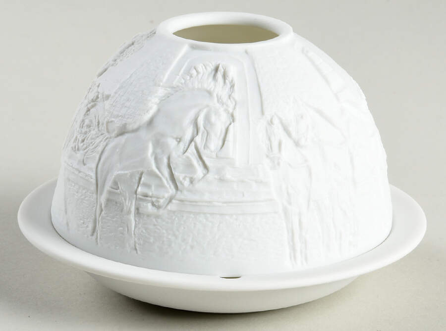 Bernardaud Lithophane Candle Votive Equestrian Dream - With Box 108 by Bernardaud-1