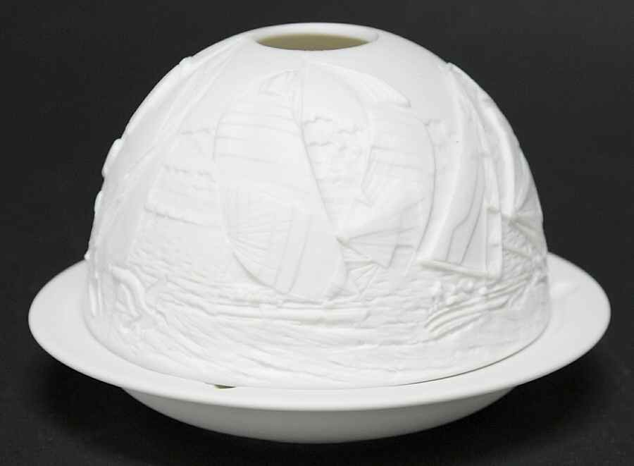 Bernardaud Lithophane Candle Votive Sailboats - Boxed by Bernardaud-1
