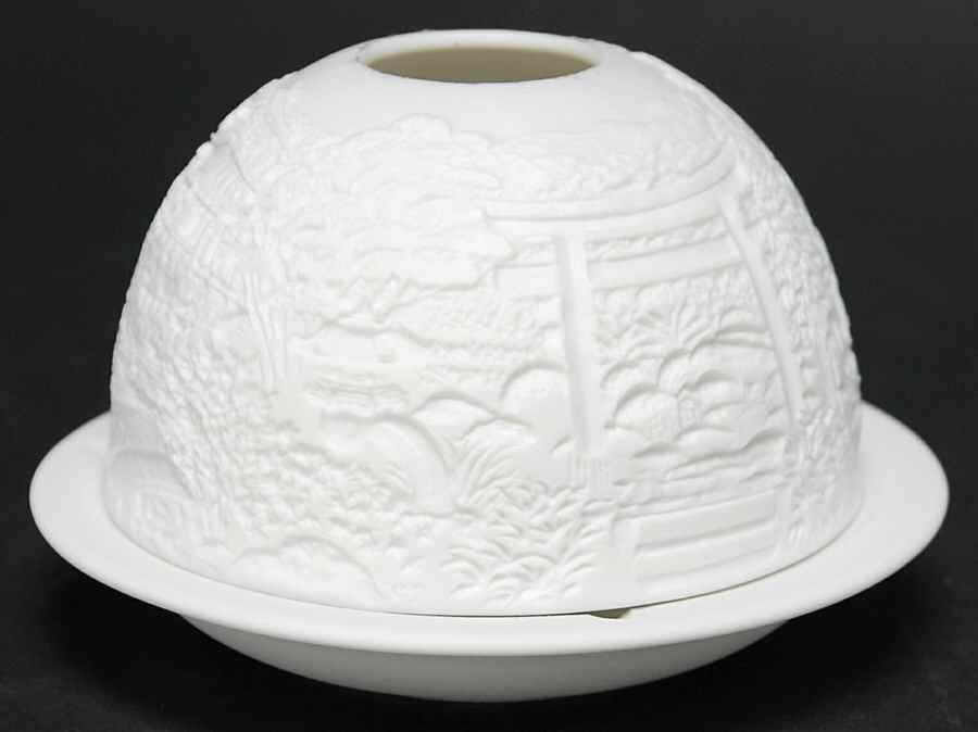 Bernardaud Lithophane Candle Votive Japanese Garden - Boxed by Bernardaud-1