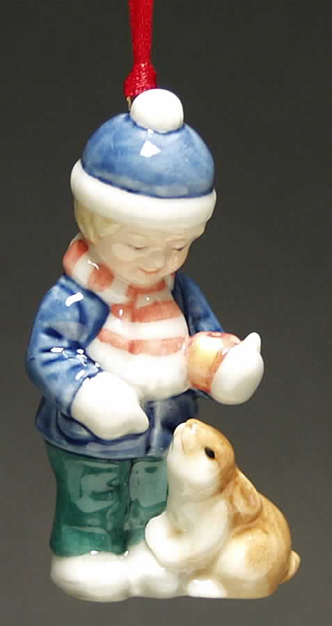 Annual Figurine Ornament Boy With Hare - No Box by Bing & Grondahl-1