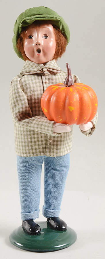 Thanksgiving & Harvest Carolers Boy With Pumpkin - No Box by Byers' Choice Ltd-1