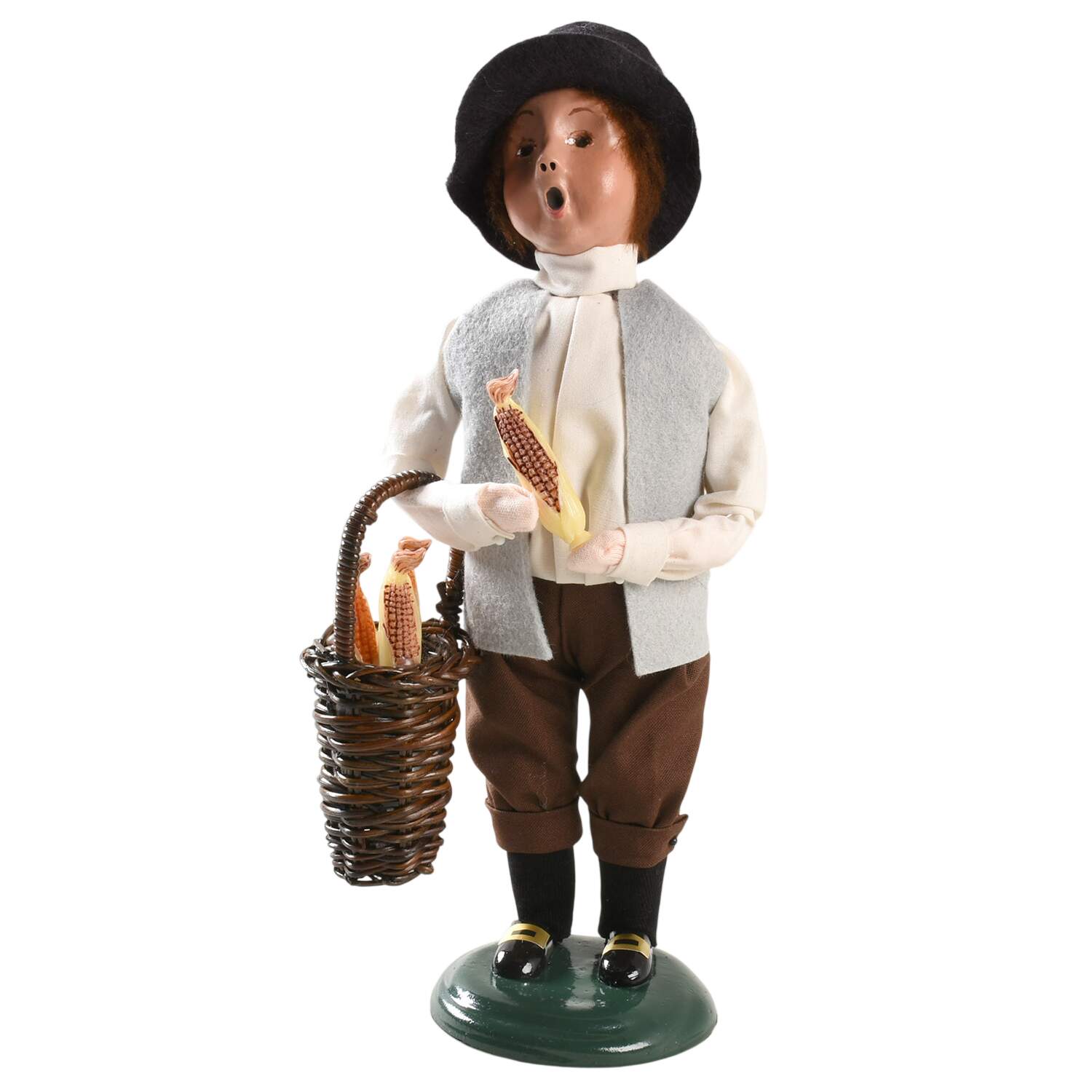 Thanksgiving & Harvest Carolers Pilgrim Boy W/ Basket Of Corn - No Box by Byers' Choice Ltd-1