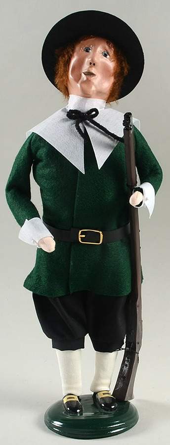 Thanksgiving & Harvest Carolers Pilgrim Man With Rifle-Green - No Box by Byers' Choice Ltd-1